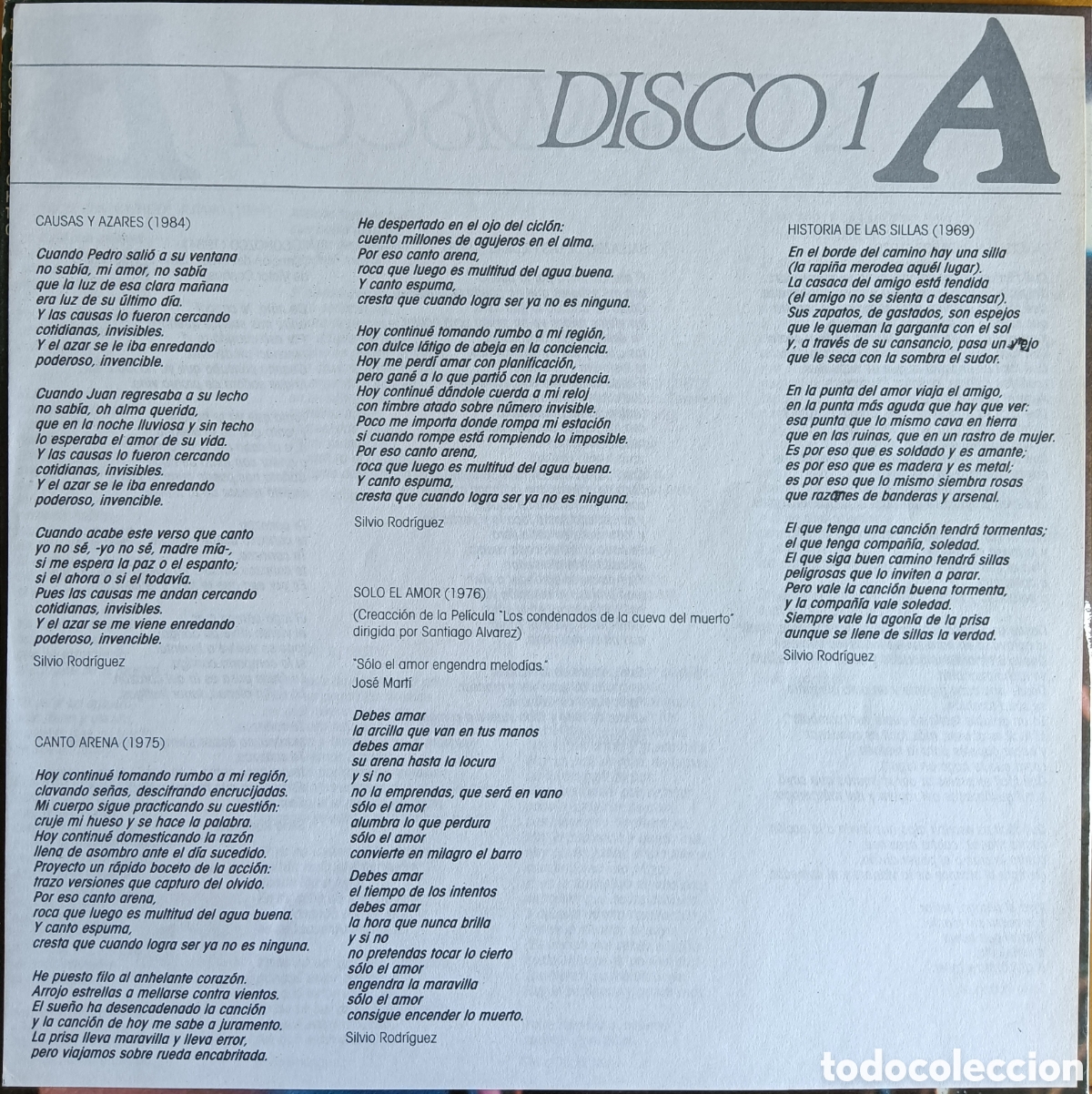 Discos de vinilo: Silvio Rodr&iacute;guez - Causas y azares, 1986 - Foto 4