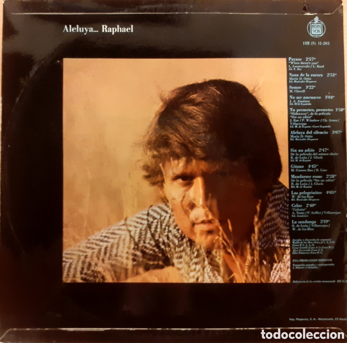 Discos de vinilo: RAPHAEL &rdquo;ALELUYA...&rdquo; DISCOS HISPAVOX 1970 COMO NUEVO!! - Foto 2