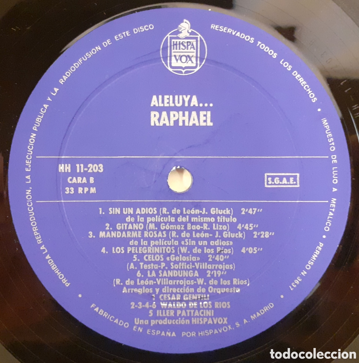 Discos de vinilo: RAPHAEL &rdquo;ALELUYA...&rdquo; DISCOS HISPAVOX 1970 COMO NUEVO!! - Foto 6