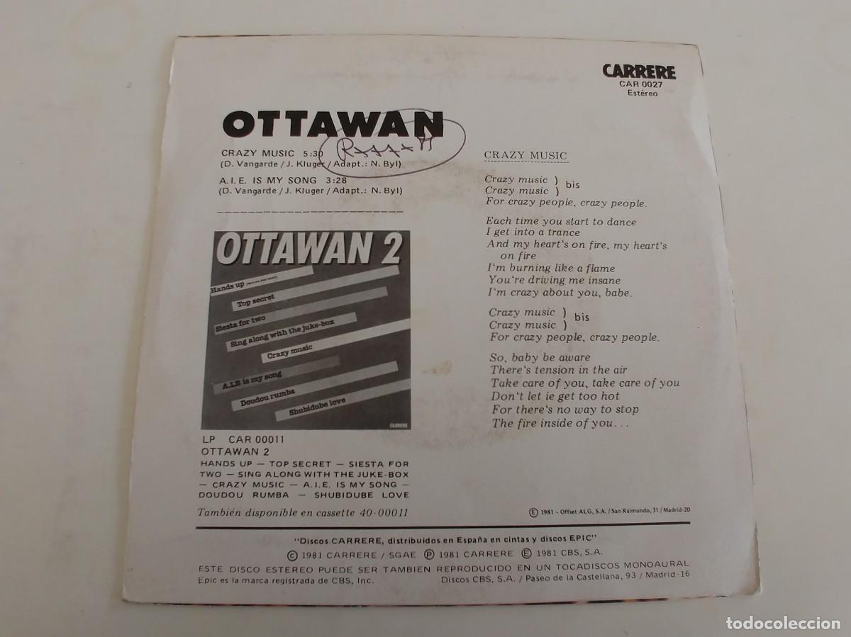 Discos de vinilo: OTTAWAN-SINGLE CRAZY MUSIC - Foto 2
