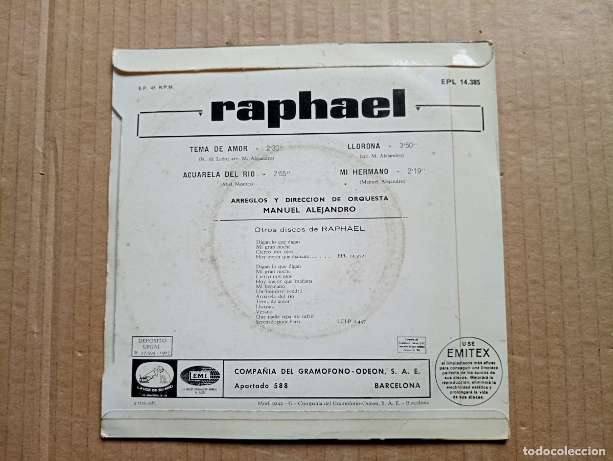 Discos de vinilo: RAPHAEL - TEMA DE AMOR EP 4 TEMAS 1967 - Foto 3