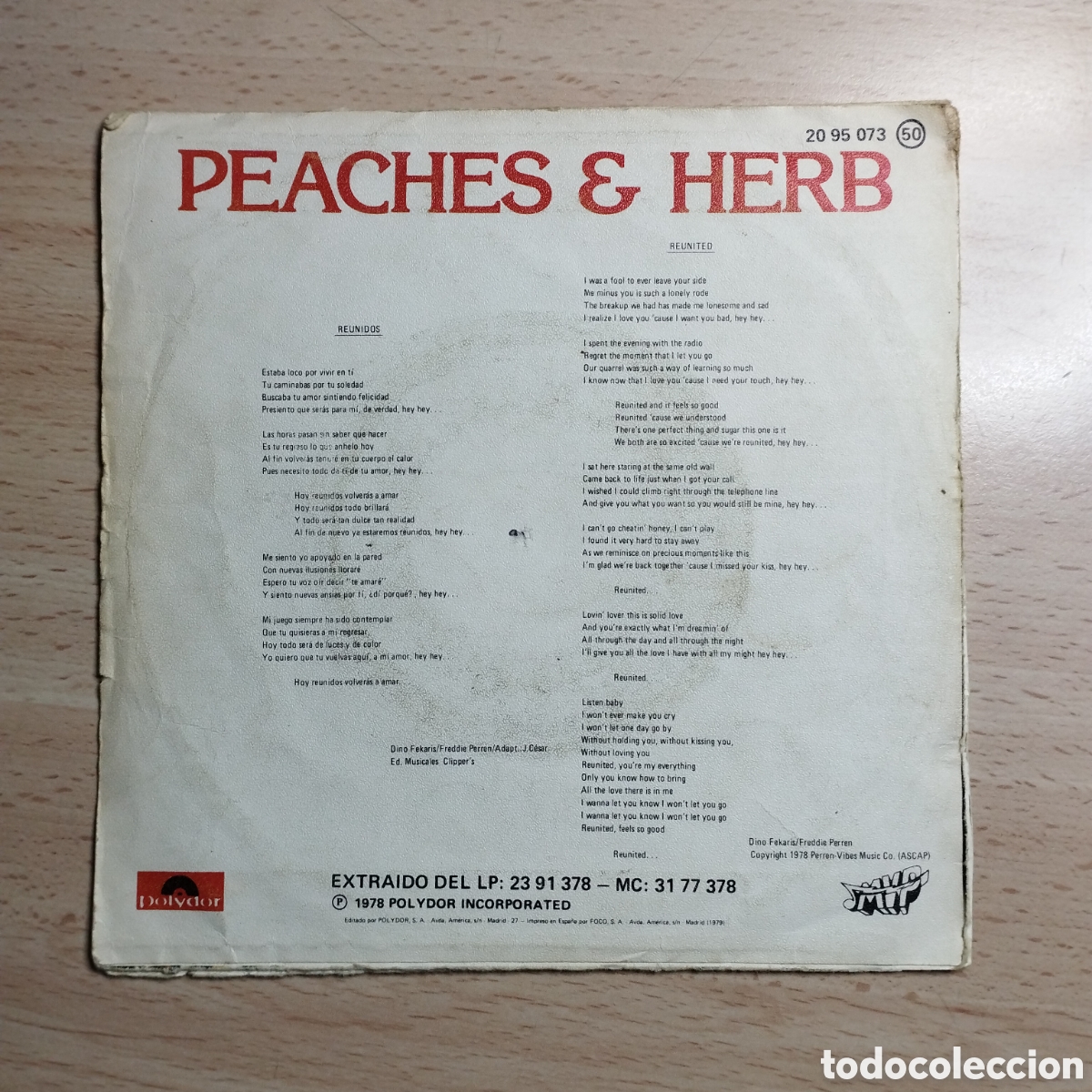 Discos de vinilo: Single 7&rdquo; Peaches & Herb 1979 Reunidos. - Foto 2