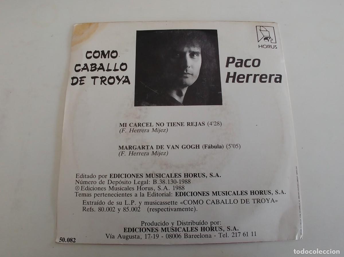 Discos de vinilo: PACO HERRERA-SINGLE COMO CABALLO DE TROYA - Foto 2