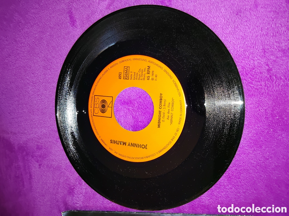 Discos de vinilo: RAINDROPS KEEP FALLIN ON MY HEAD JOHNNY MATHIS MIDNIGHT COWBOY - Foto 3