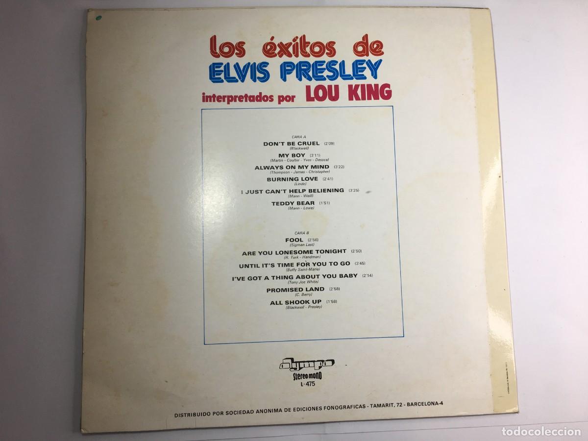 Discos de vinilo: LOU KING - EXITOS DE ELVIS PRESLEY - LP VINILO - SPAIN 1976 - Foto 2