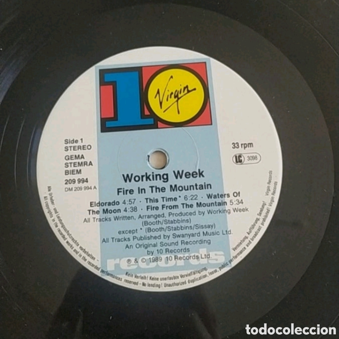 Discos de vinilo: Lp Working week. Fire in The mountain - Foto 3