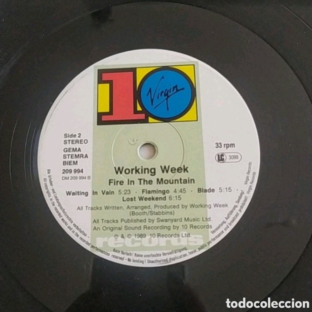 Discos de vinilo: Lp Working week. Fire in The mountain - Foto 4