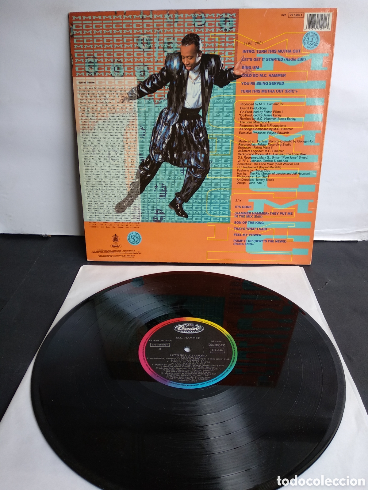 Discos de vinilo: *M.C. HAMMER, LETS GET IT STARTED, SPAIN, EMI 1991, A2 - Foto 2