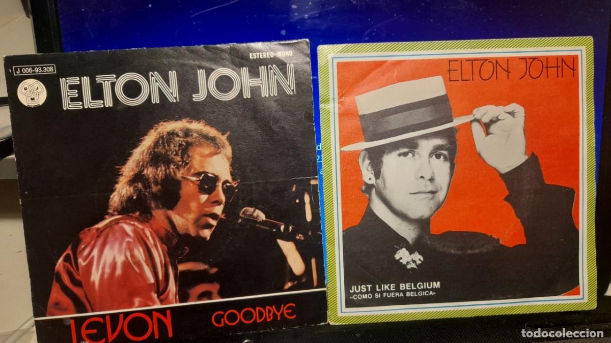 Discos de vinilo: 2 SINGLES DE ELTON JOHN : JUST LIKE BELGIUM + LEVON - Foto 1