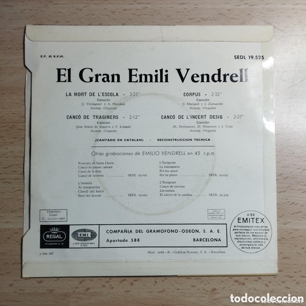 Discos de vinilo: EMILI VENDRELL - Can&ccedil;&oacute; dels Traginers - vinilo ep - Foto 2