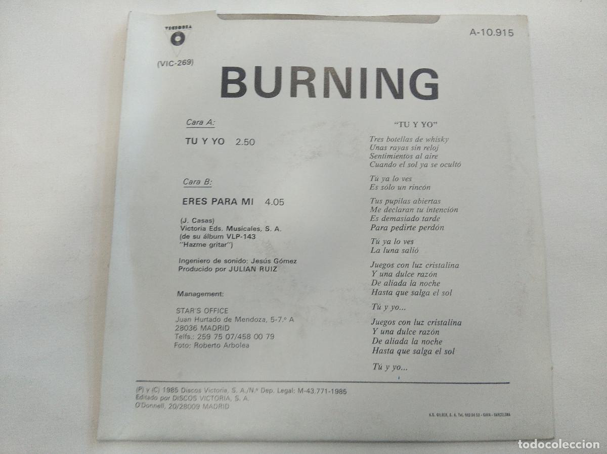 Discos de vinilo: BURNING/TU Y YO/SINGLE. - Foto 3