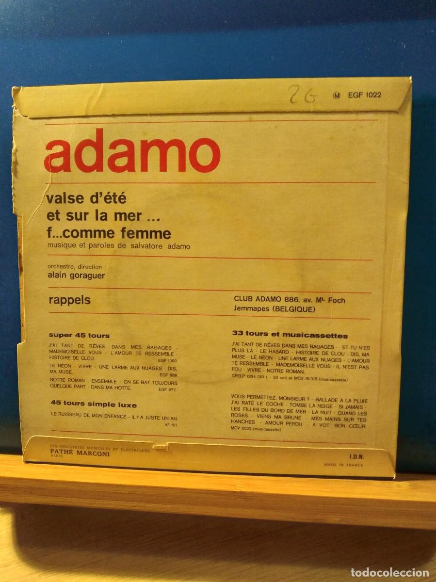 Discos de vinilo: ADAMO / VALSE DETE + 3( EP FRANCES) - Foto 2