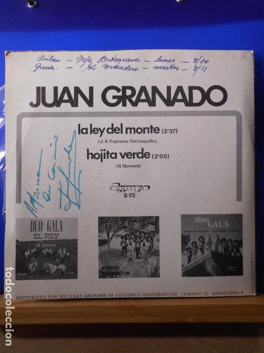 Discos de vinilo: Single - Juan Granado - La ley del monte - - Foto 2
