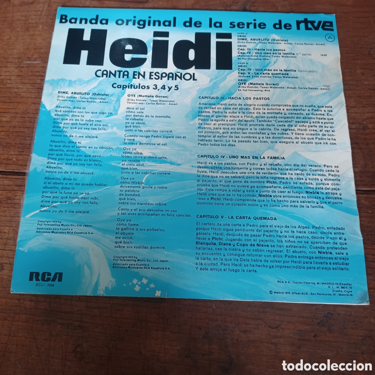 Discos de vinilo: HEIDI CANTA EN ESPA&Ntilde;OL, CAPITULOS 3, 4 Y 5 - Foto 5