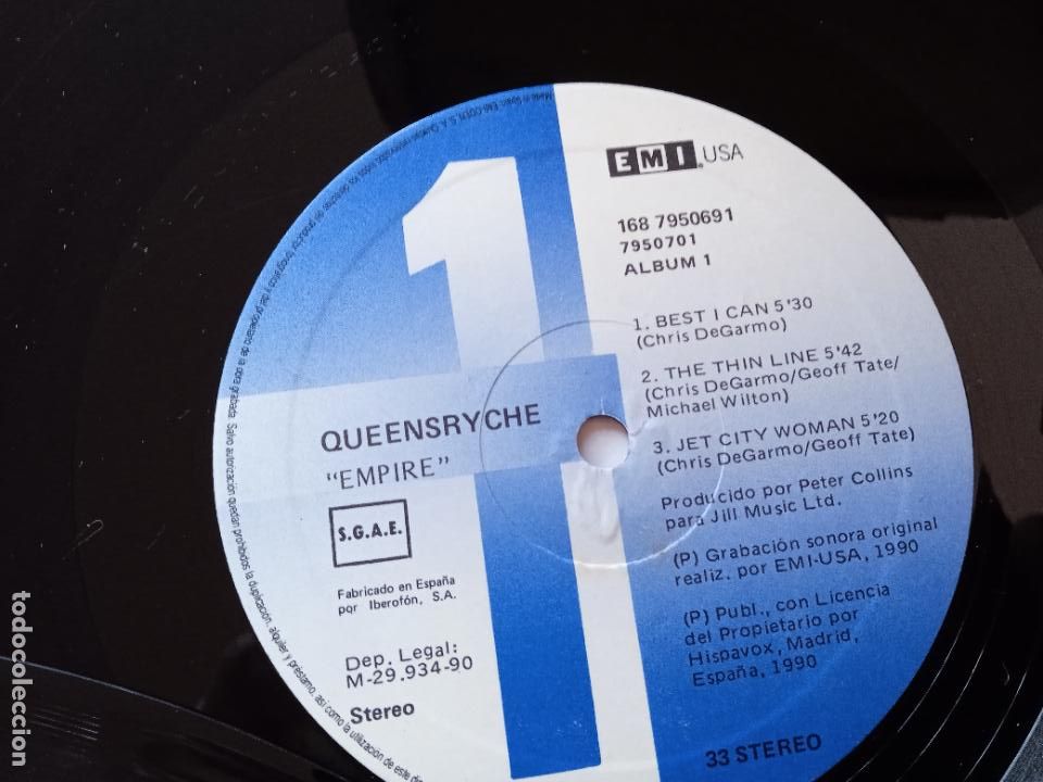 Discos de vinilo: QUEENSRYCHE DOBLE LP. EMPIRE. MADE IN SPAIN. 1990 - Foto 4