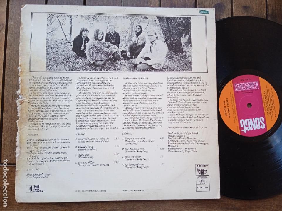 Discos de vinilo: MIDNIGHT SUN LP. WALKING CIRCLES. MADE IN DENMARK. 1972 - Foto 5