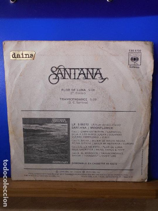 Discos de vinilo: SINGLE - SANTANA - FLOR DE LUNA - Foto 2