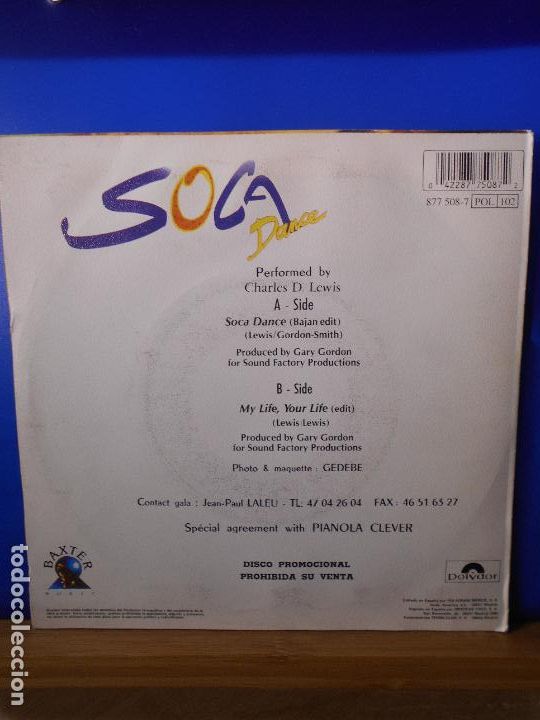 Discos de vinilo: Charles D. Lewis &ndash; Soca Dance -Single - - Foto 2