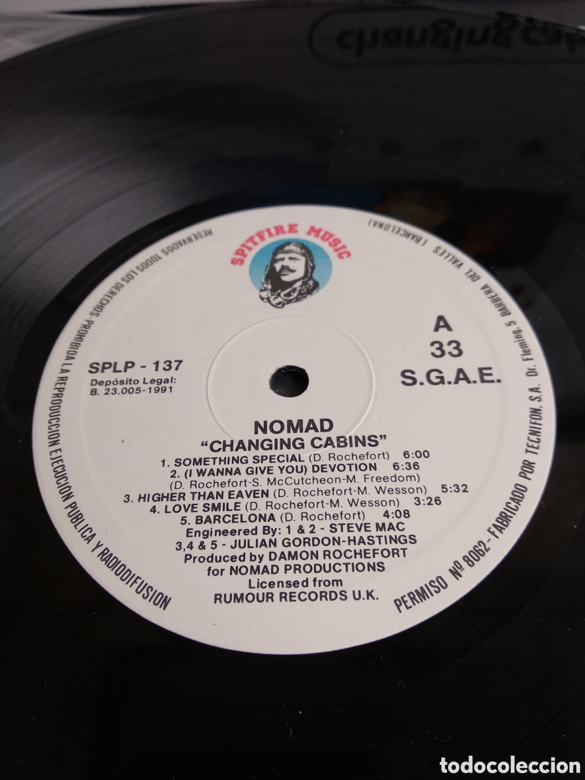 Discos de vinilo: NOMAD, CHANGING CABINS, SPAIN, SPITFIRE, 1991, A3 - Foto 3