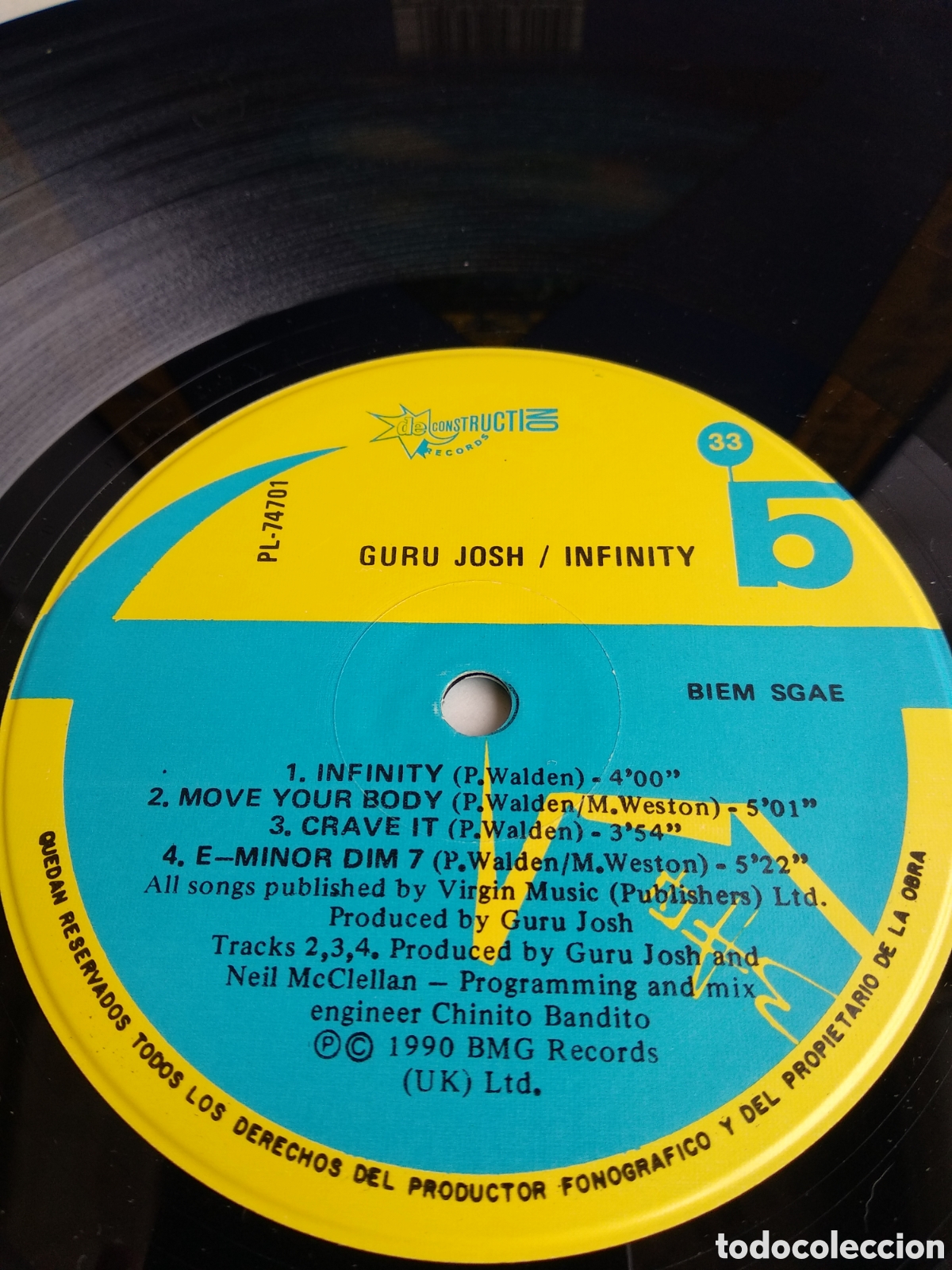 Discos de vinilo: *GURU JOSH, INFINITY, SPAIN, DESCONSTRUCCION, 1990, A3 - Foto 4