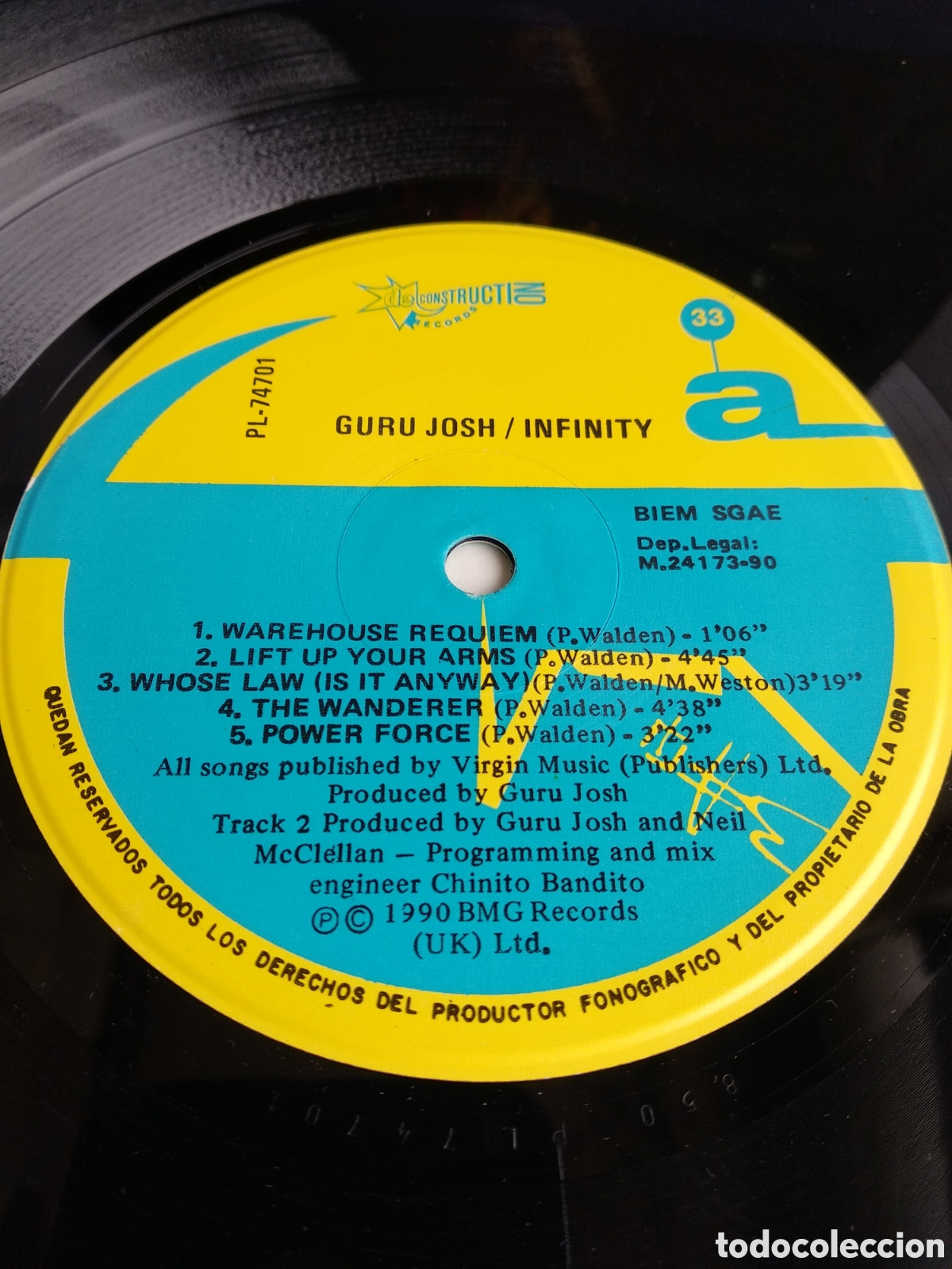 Discos de vinilo: *GURU JOSH, INFINITY, SPAIN, DESCONSTRUCCION, 1990, A3 - Foto 3