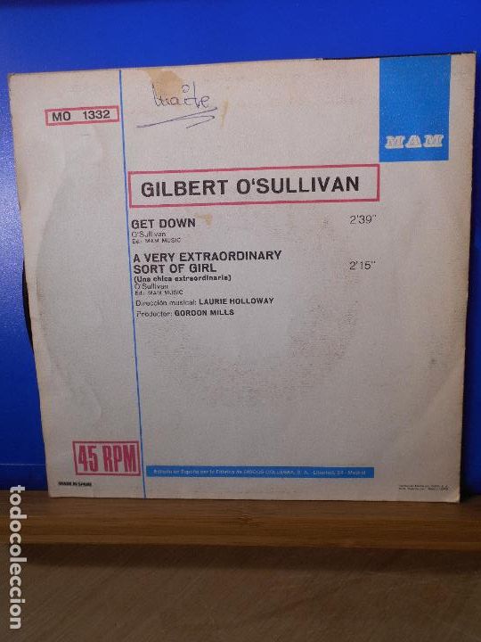 Discos de vinilo: GILBERT O&acute;SULLIVAN(OSULLIVAN) GET DOWN DEL 1973 - Foto 2