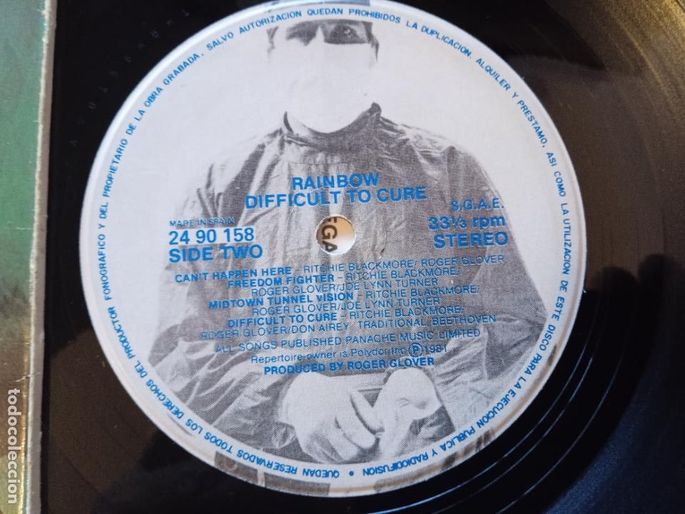 Discos de vinilo: RAINBOW LP. DIFFICULT TO CURE. MADE IN SPAIN. 1981 - Foto 3