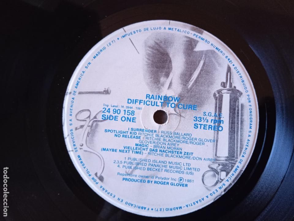 Discos de vinilo: RAINBOW LP. DIFFICULT TO CURE. MADE IN SPAIN. 1981 - Foto 4