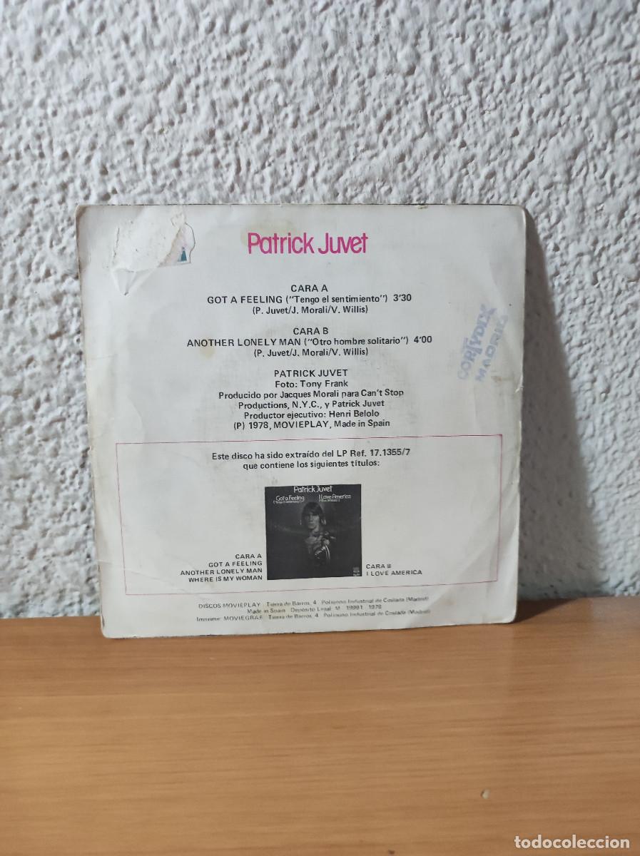 Discos de vinilo: Patrick Juvet &ndash; Tengo El Sentimiento = Got A Feeling - Foto 2