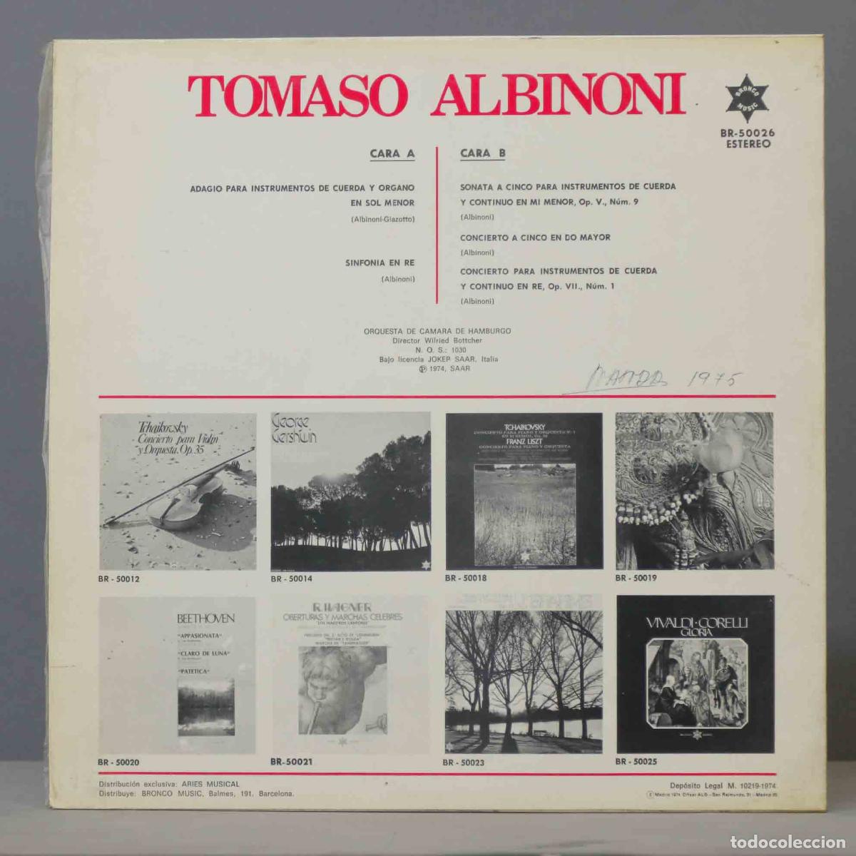 Discos de vinilo: LP. TOMASO ALBINONI. BOTTCHER - Foto 2