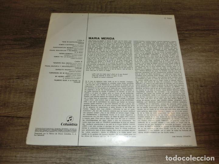 Discos de vinilo: MAR&Iacute;A M&Eacute;RIDA - CANCIONES CANARIAS - Foto 2