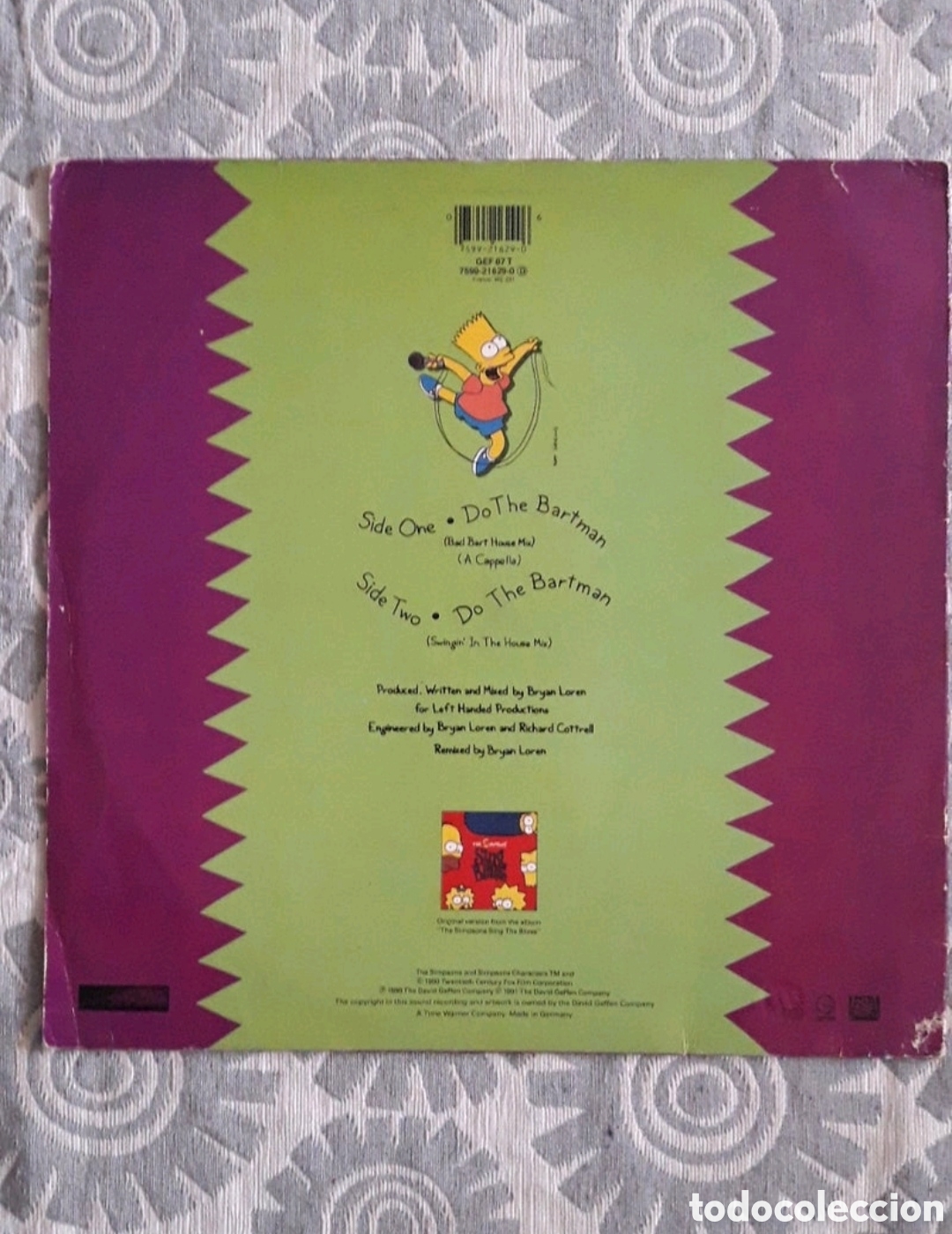 Discos de vinilo: Maxi single The Simpsons. Do the Bartman - Foto 2
