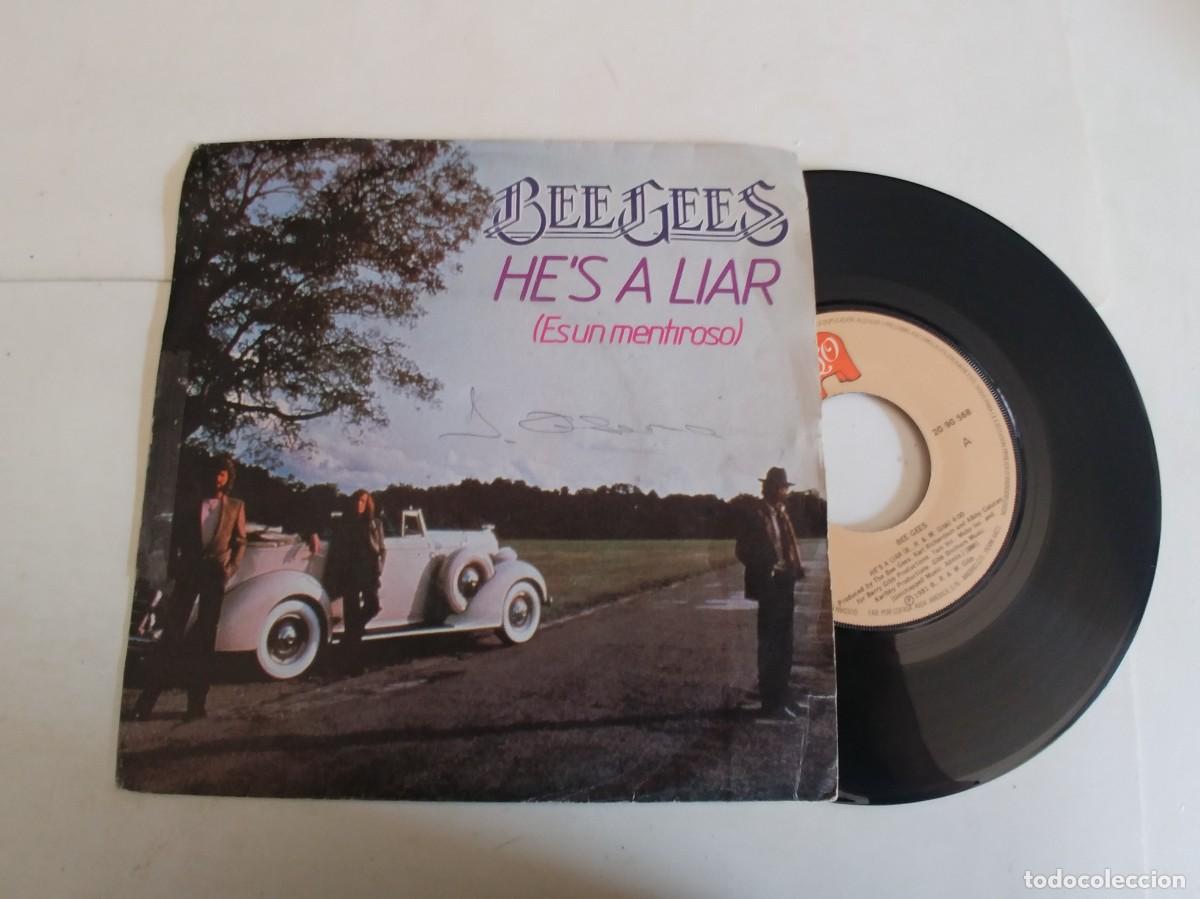 Discos de vinilo: BEE GEES-SINGLE HE&acute;S A LIAR - Foto 1