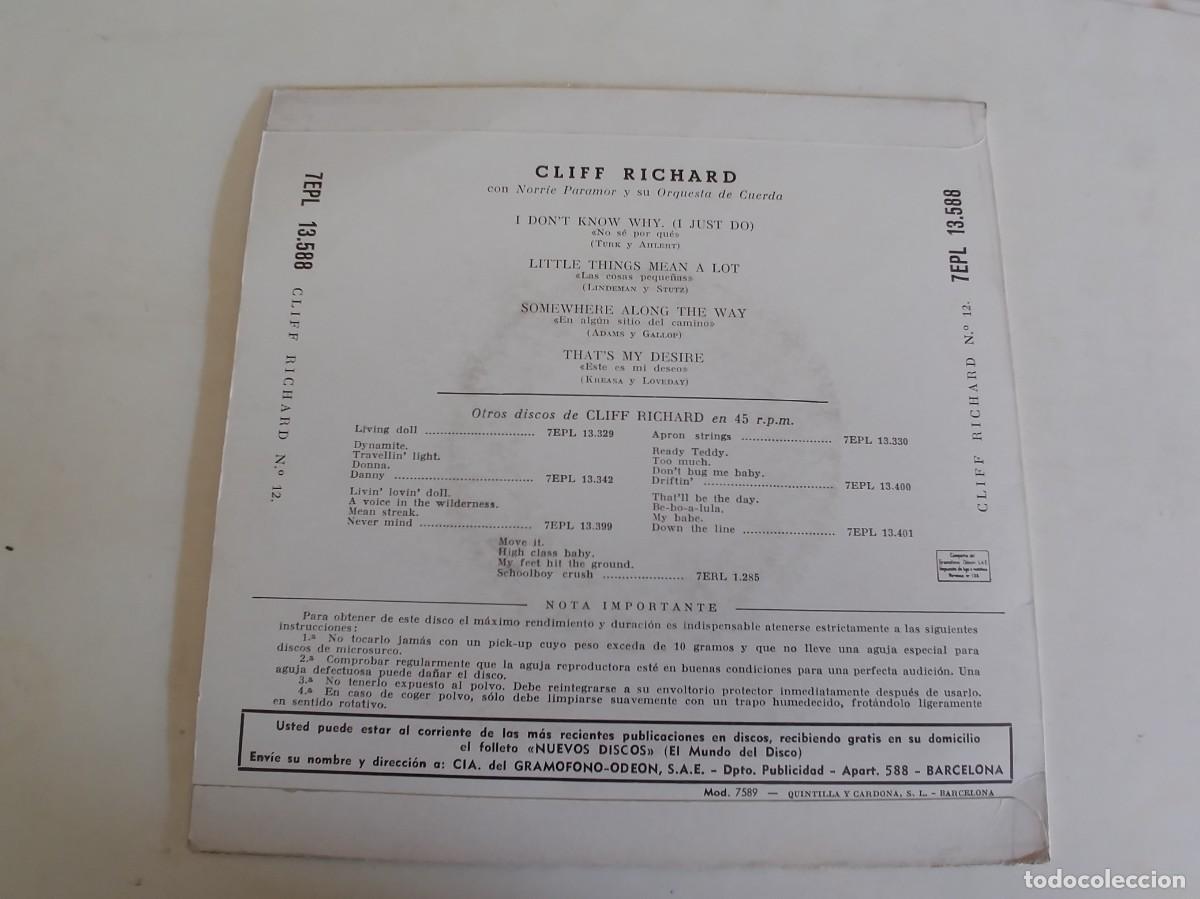 Discos de vinilo: CLIFF RICHARD-EP I Don&rsquo;t Know Why +3 - Foto 2