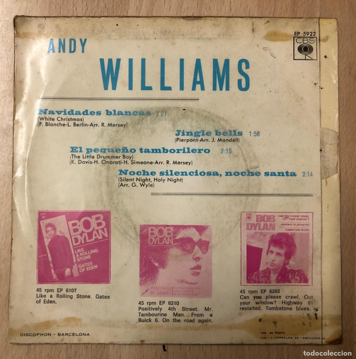 Discos de vinilo: DISCO DE VINILO , 45 RPM ANDY WILLIAMS - Foto 3