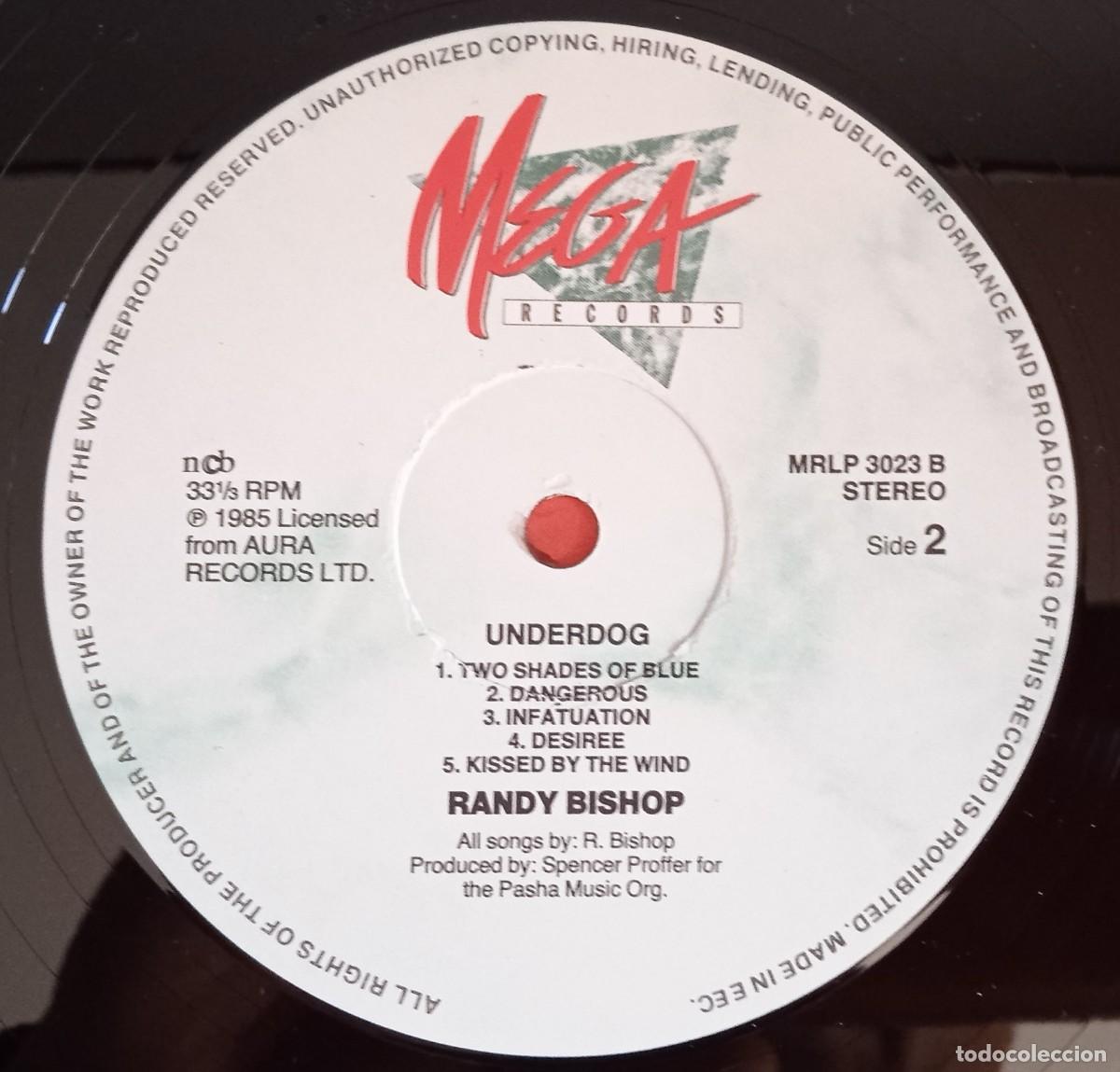 Discos de vinilo: Randy Bishop &lrm;&ndash; Underdog , Denmark 1985 Mega Records - Foto 4