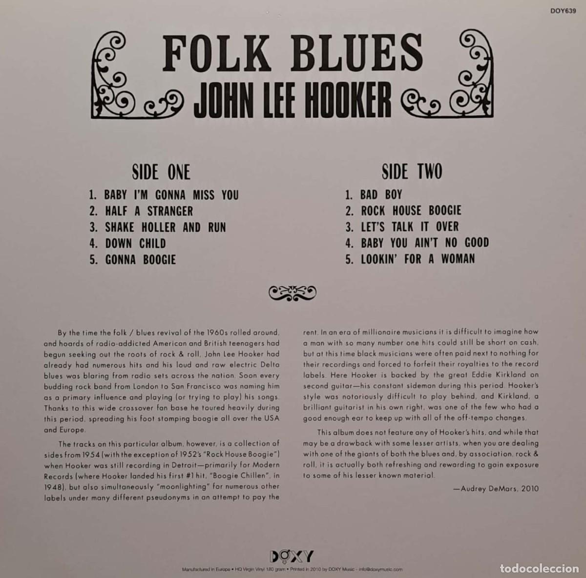 Discos de vinilo: John Lee Hooker &lrm;&ndash; Folk Blues - Foto 2