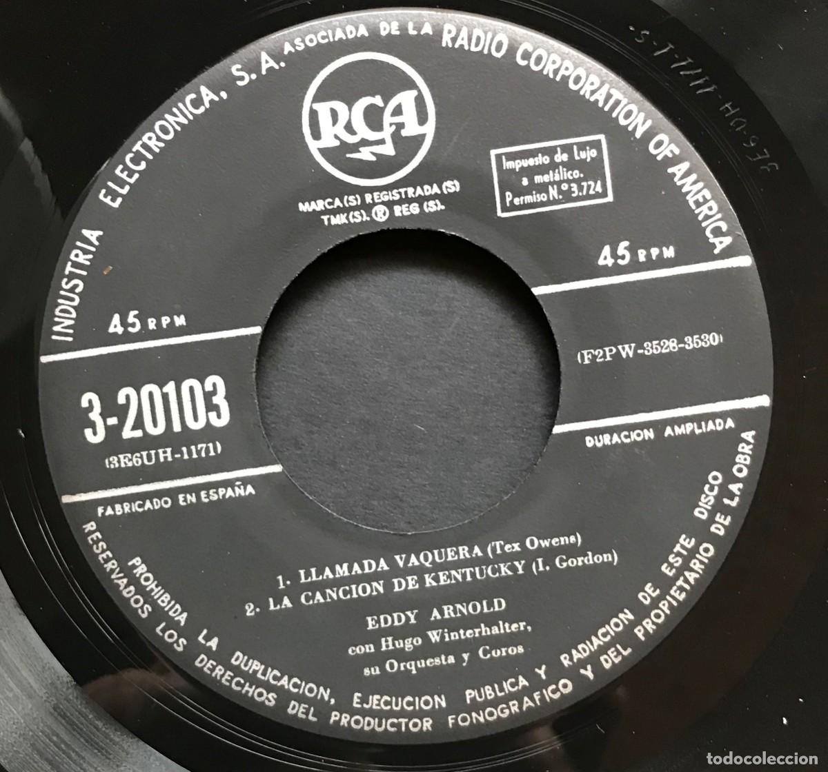 Discos de vinilo: EDDY ARNOLD - Llamada Vaquera - EP 1959 - RCA - Foto 3