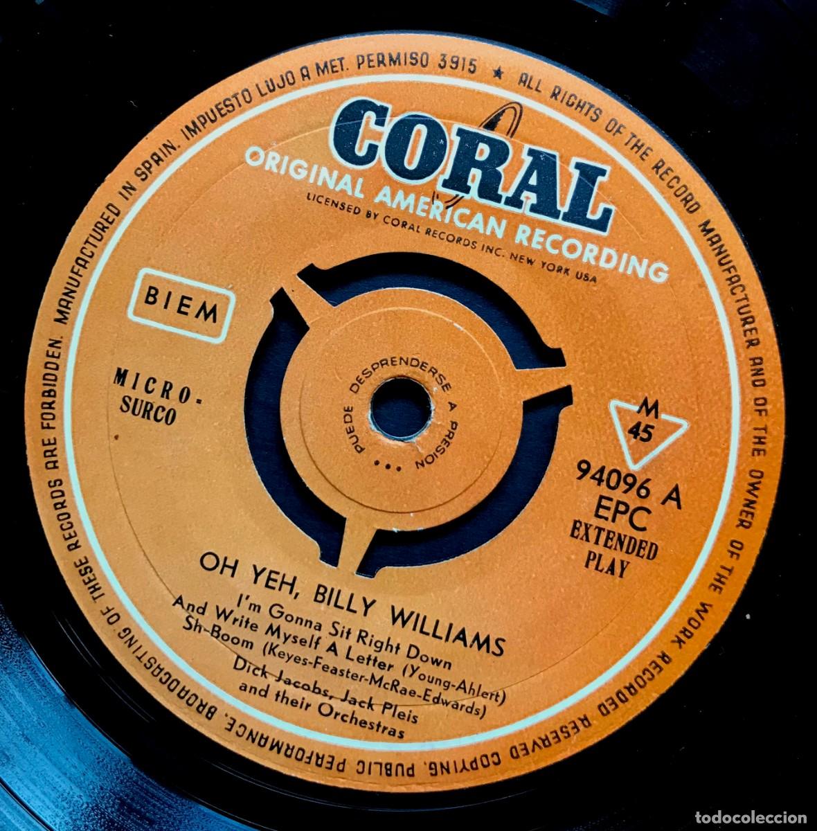 Discos de vinilo: BILLY WILLIAMS - Oh Yeah - EP - CORAL - Foto 1