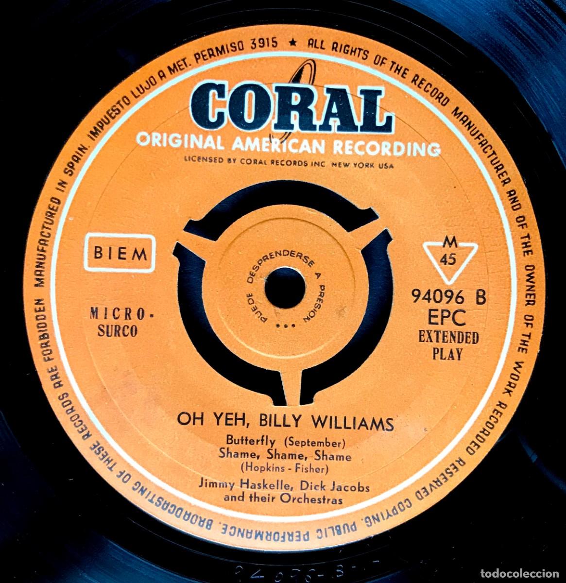 Discos de vinilo: BILLY WILLIAMS - Oh Yeah - EP - CORAL - Foto 2