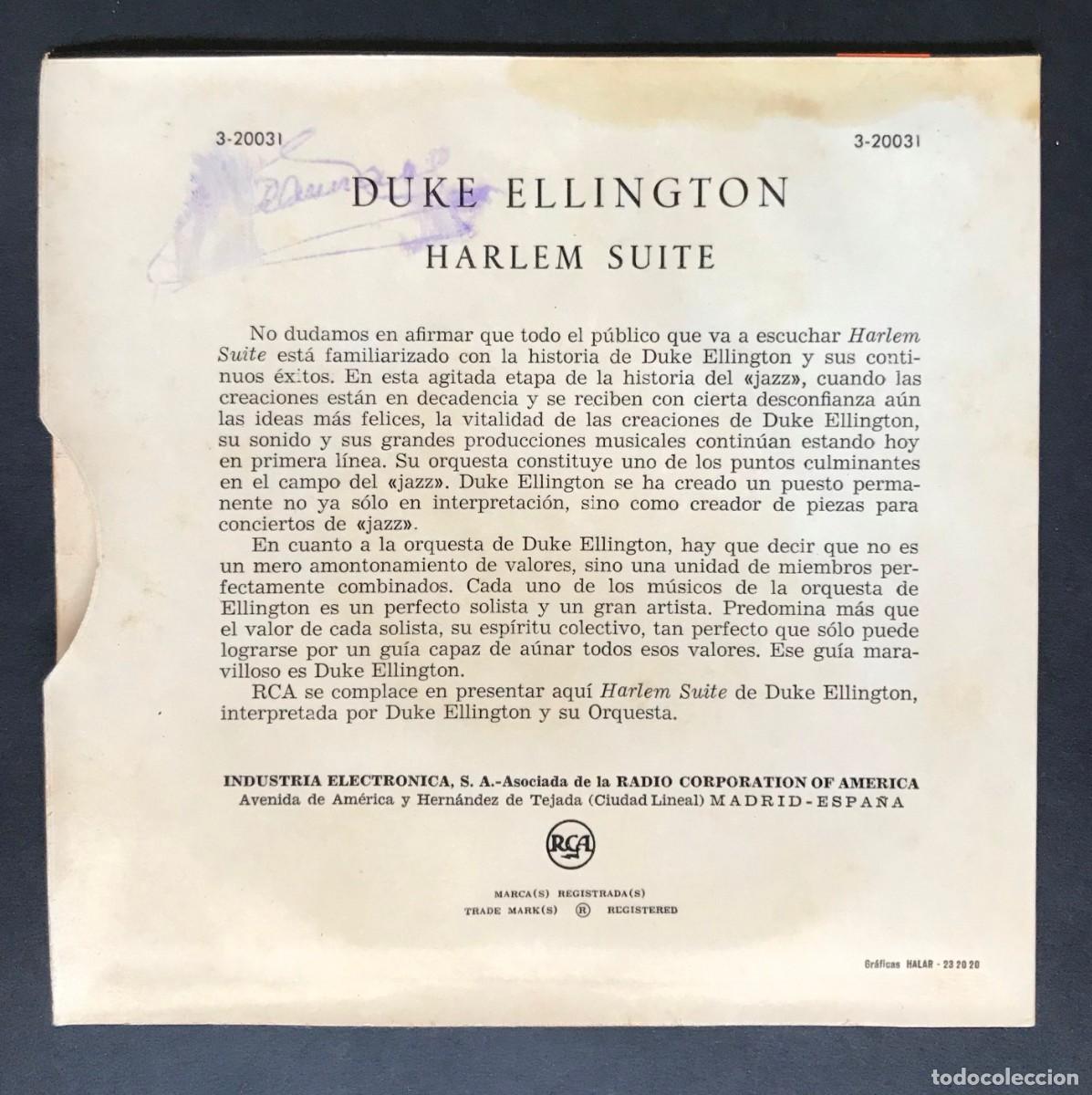 Discos de vinilo: DUKE ELLINGTON - Harlem Suite - SINGLE 1958 - RCA - Foto 2