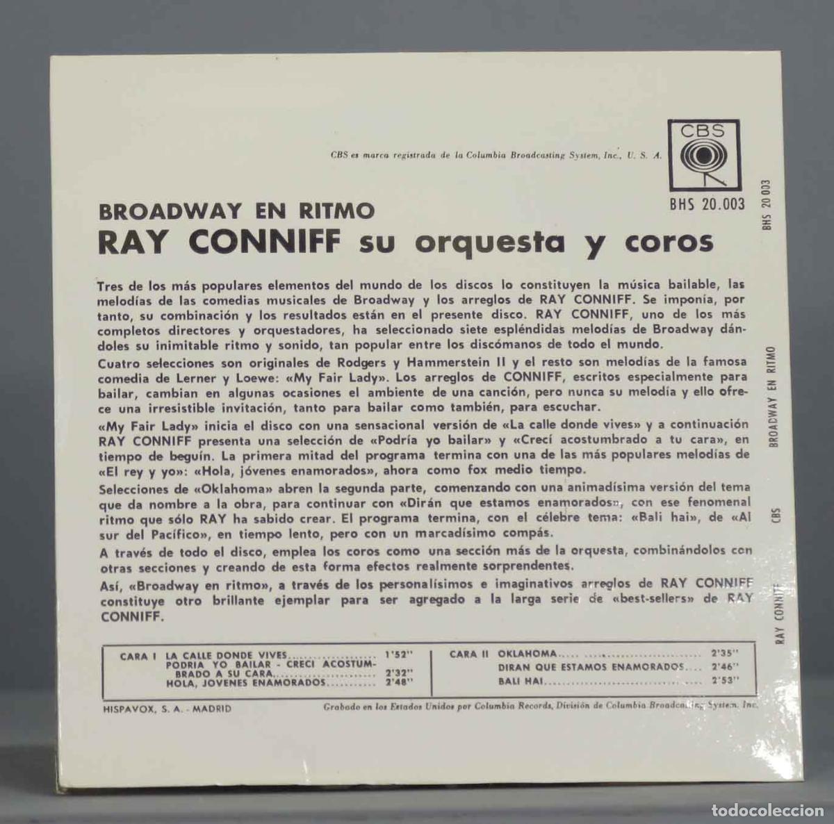 Discos de vinilo: EP. Ray Conniff &ndash; Broadway En Ritmo - Foto 2