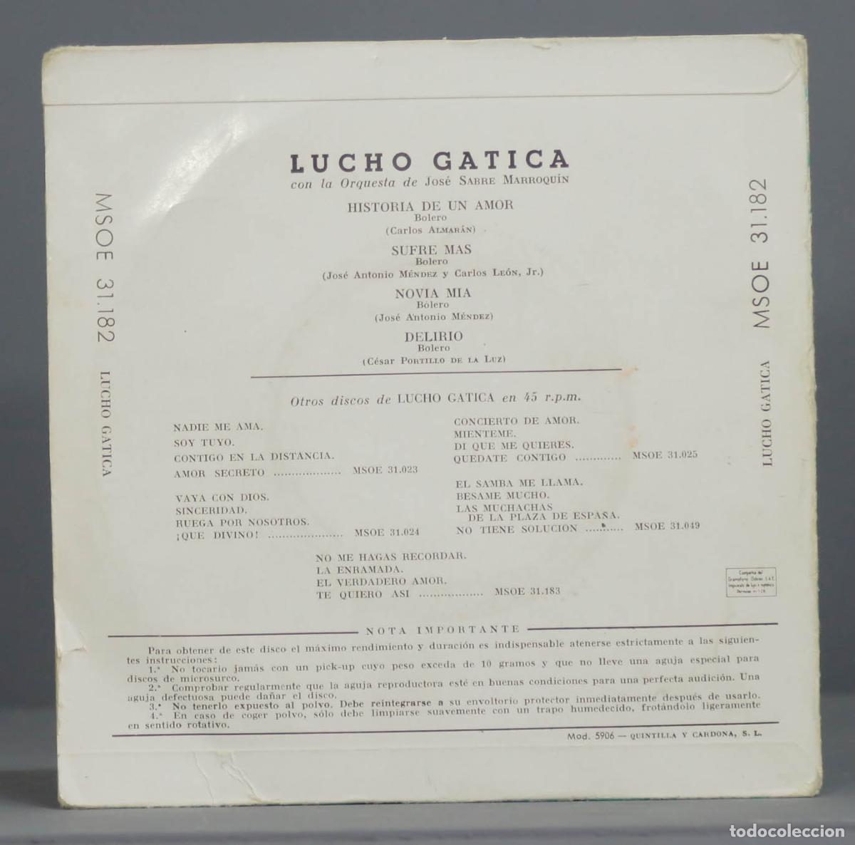 Discos de vinilo: EP. Lucho Gatica &ndash; Historia De Un Amor - Foto 2