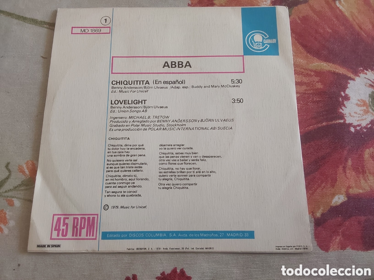 Discos de vinilo: VINILO ABBA CHIQUITITA - Foto 1