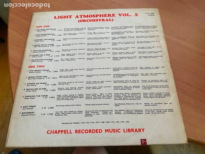 Discos de vinilo: LIGHT ATMOSPHERE VOL 5. CHAPELL LP (B-36) - Foto 3