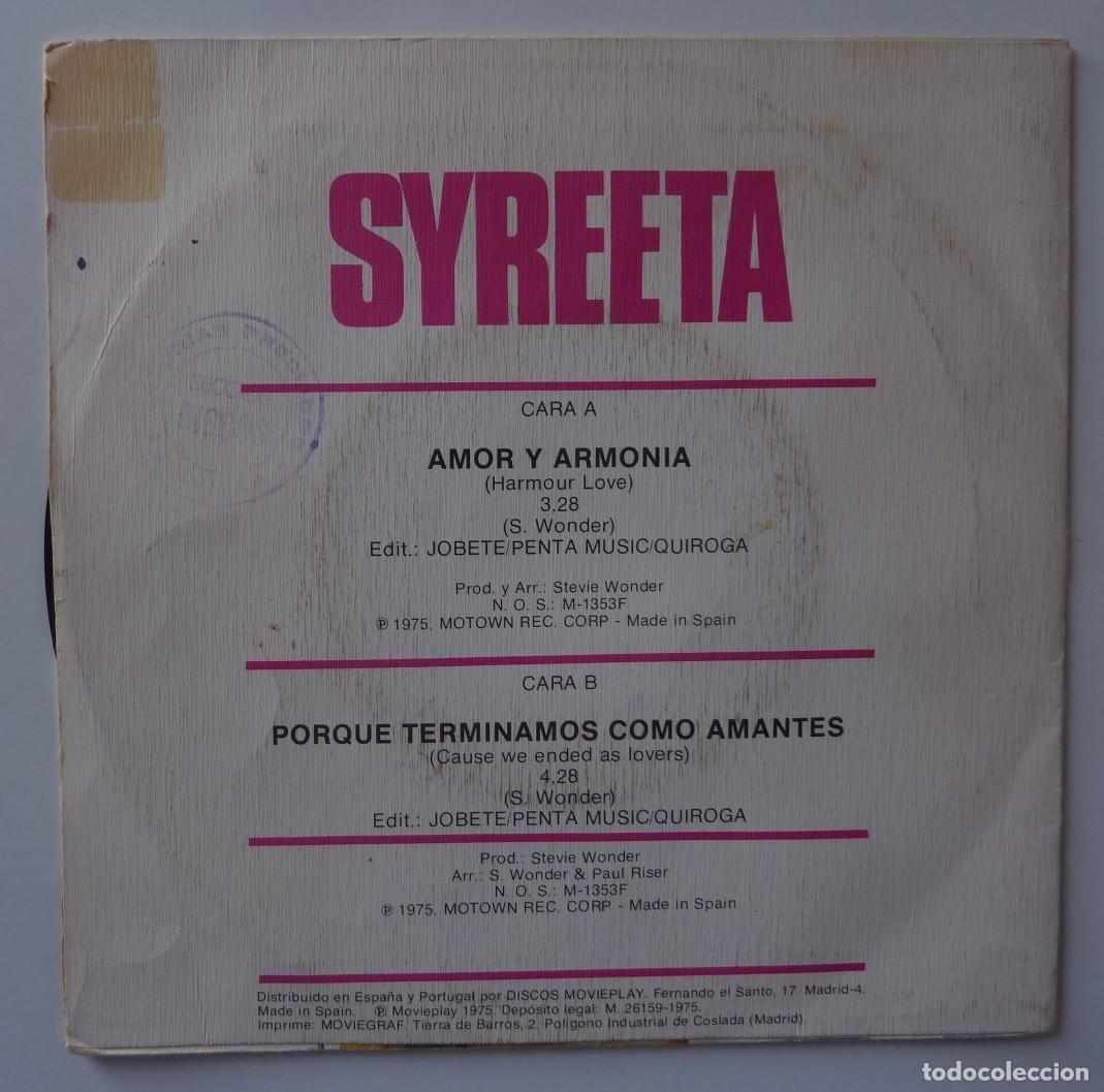 Discos de vinilo: SYREETA // AMOR Y ARMONIA // 1976 // SINGLE - Foto 2