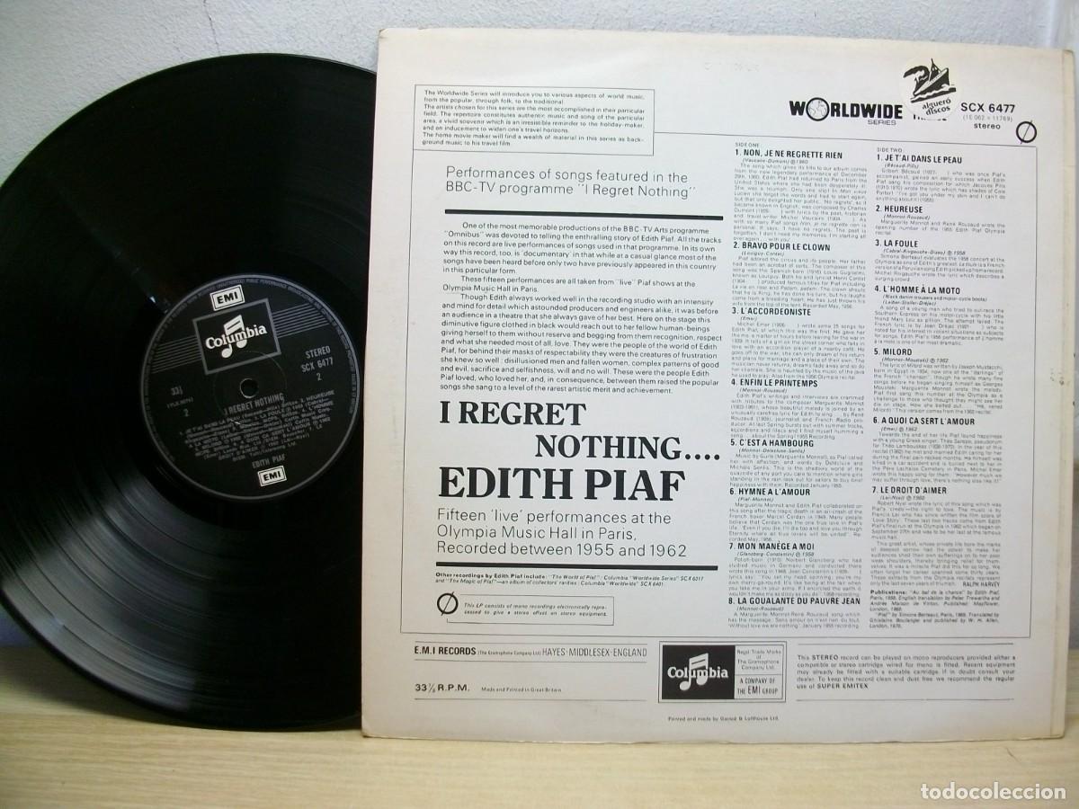 Discos de vinilo: Edith Piaf &ndash; I Regret Nothing LP - Foto 2