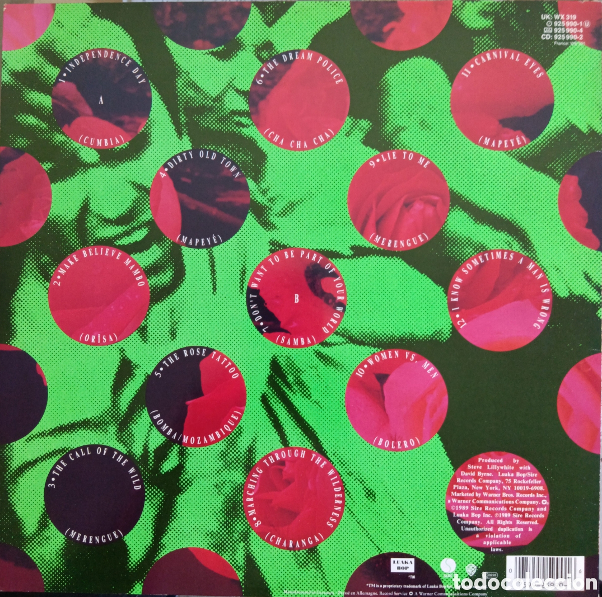 Discos de vinilo: David Byrne, 1989 - Rei Momo - Foto 2