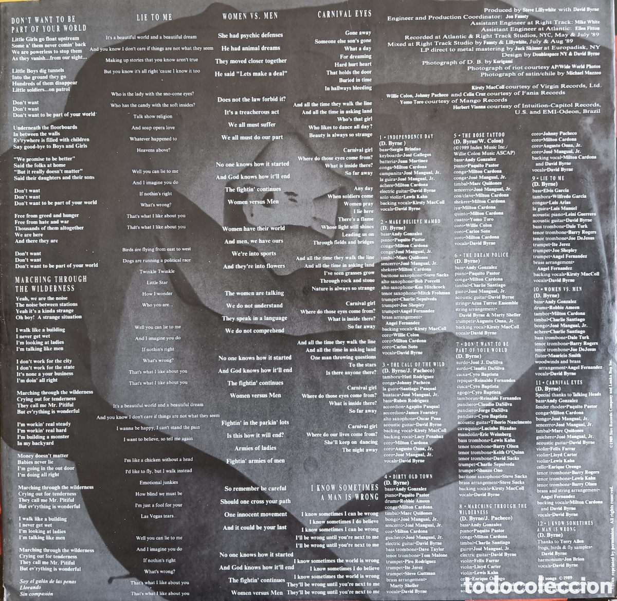 Discos de vinilo: David Byrne, 1989 - Rei Momo - Foto 4