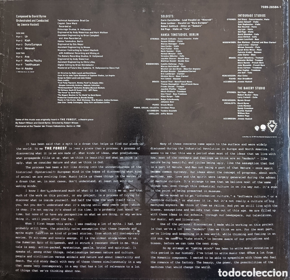Discos de vinilo: David Byrne, 1991 - The Forest - Foto 4